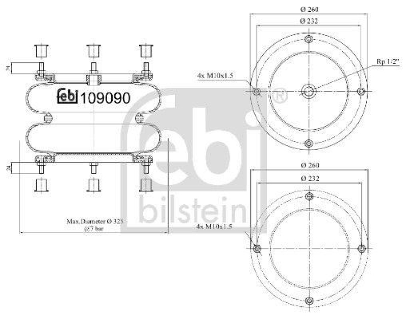 FEBI BILSTEIN 109090 Luftfederbalg für Gigant