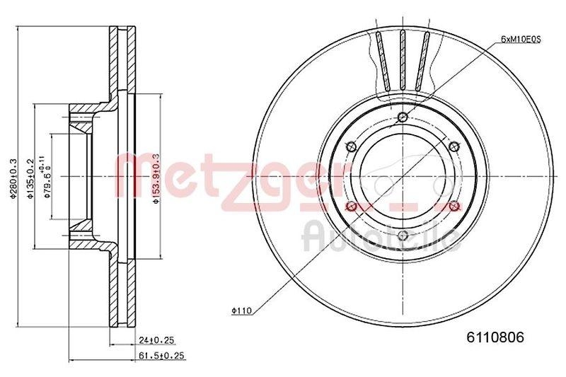 METZGER 6110806 Bremsscheibe Lack/Ks f&uuml;r OPEL/RENAULT VA