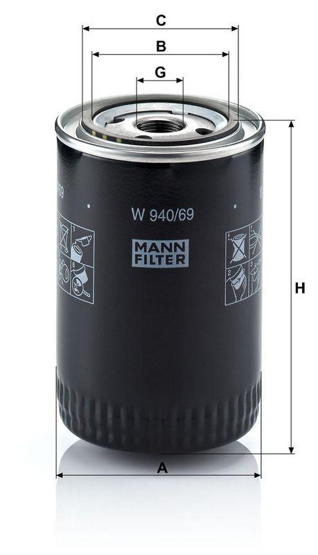 MANN-FILTER W 940/69 &Ouml;lfilter f&uuml;r Iveco Irisbus