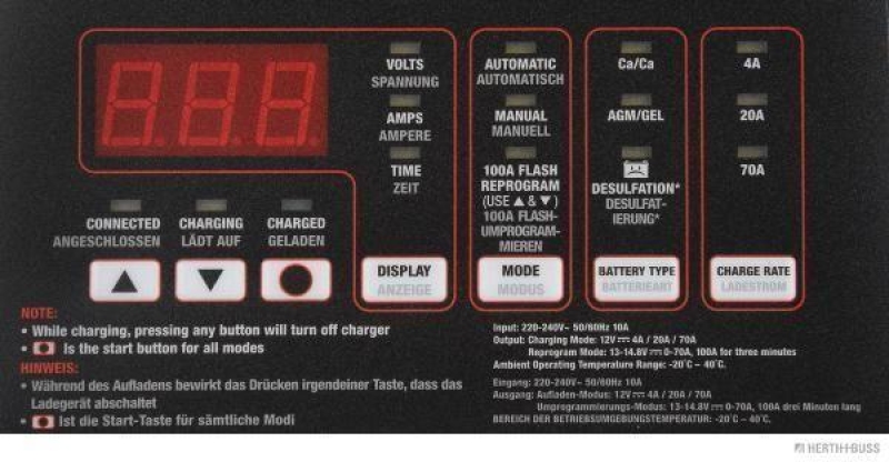 HERTH+BUSS 95950004 Batterieladeger&auml;t 70A