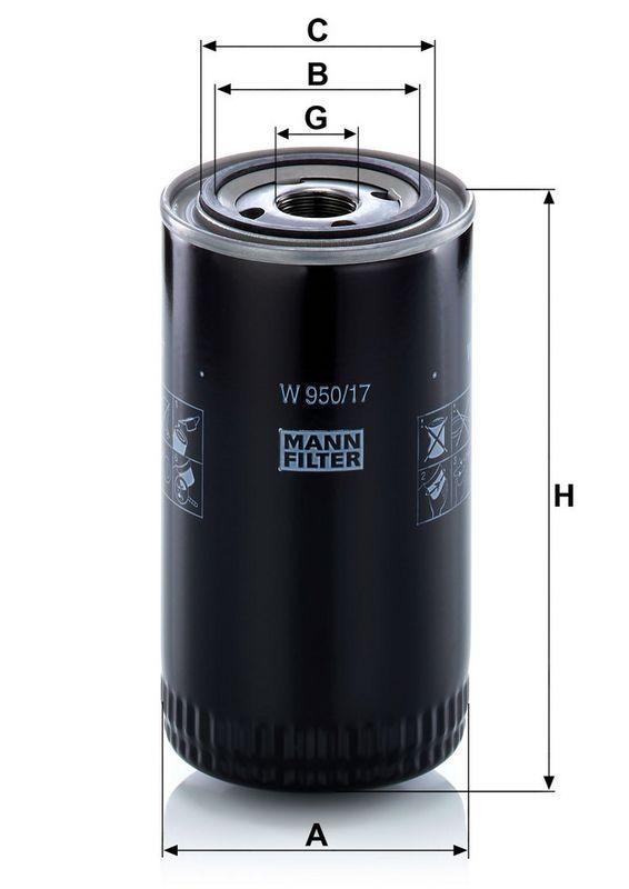 MANN-FILTER W 950/17 &Ouml;lfilter f&uuml;r Case New Holland