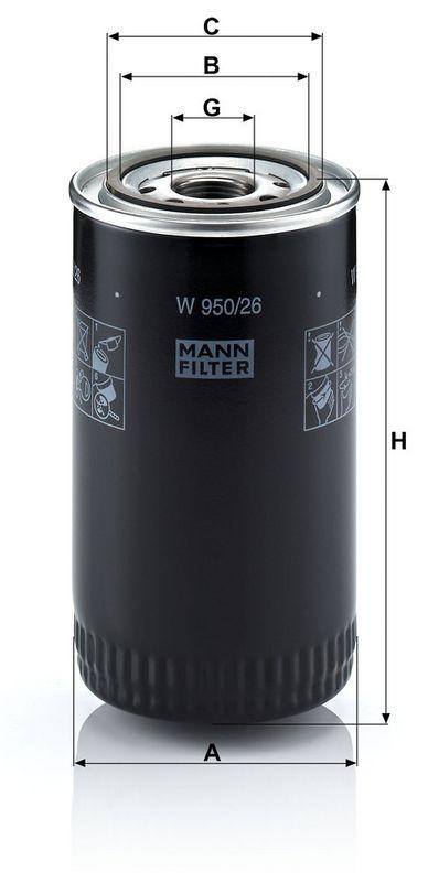 MANN-FILTER W 950/26 &Ouml;lfilter f&uuml;r Iveco Irisbus