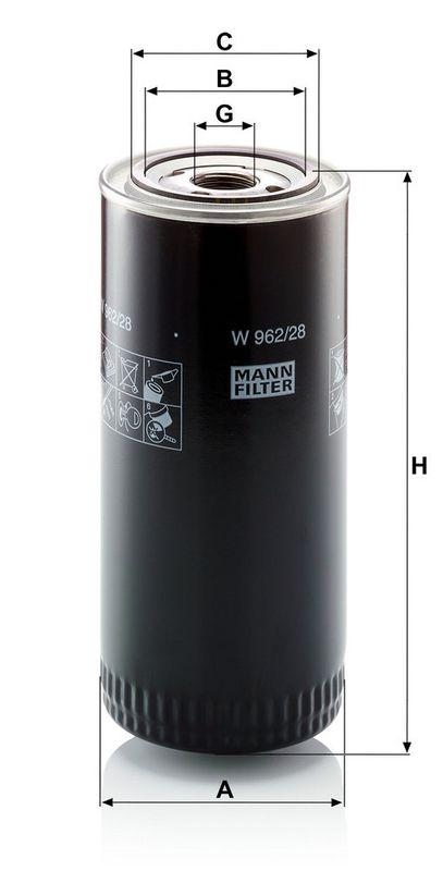 MANN-FILTER W 962/28 &Ouml;lfilter f&uuml;r Liebherr