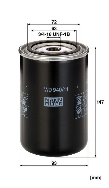 MANN-FILTER WD 940/11 Hydraulik Getriebefilter f&uuml;r Deutz/Fahr/KHD