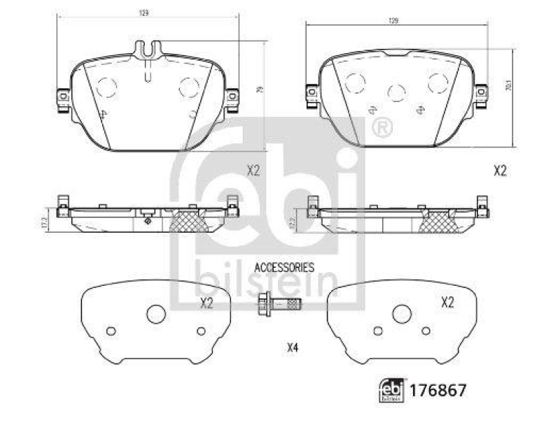 FEBI BILSTEIN 176867 Bremsbelagsatz mit Schrauben f&uuml;r Mercedes-Benz