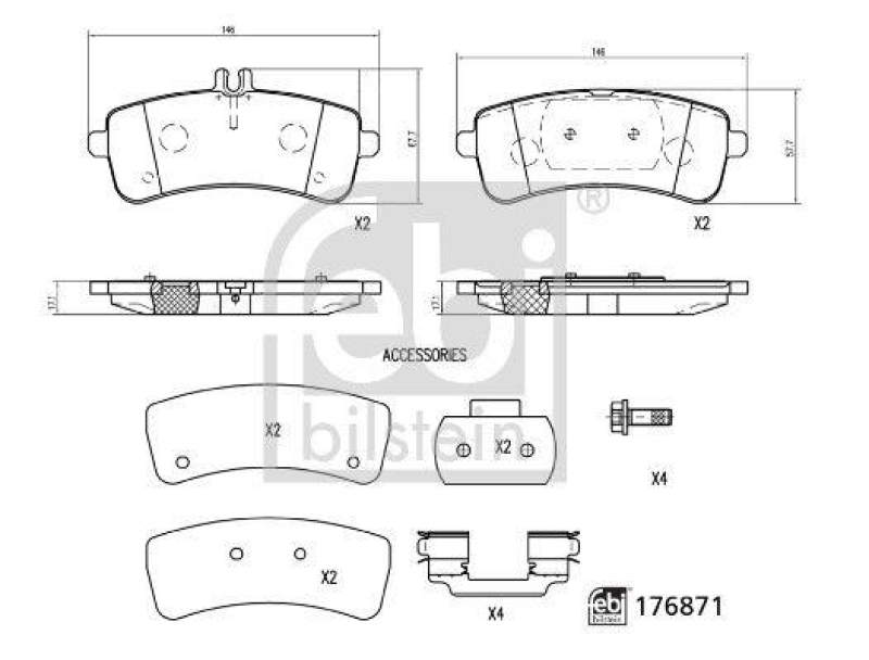 FEBI BILSTEIN 176871 Bremsbelagsatz mit Anbaumaterial f&uuml;r Mercedes-Benz