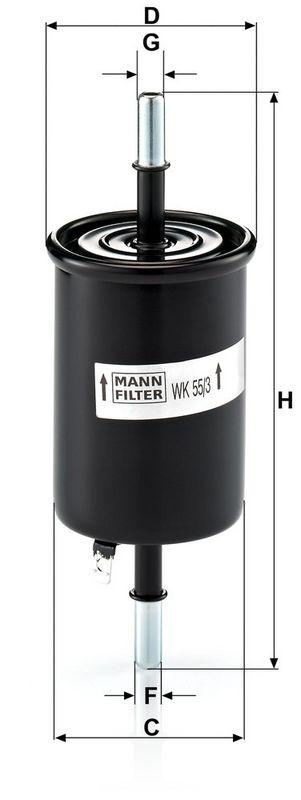 MANN-FILTER WK 55/3 Kraftstoffilter f&uuml;r Chevrolet/Daewoo