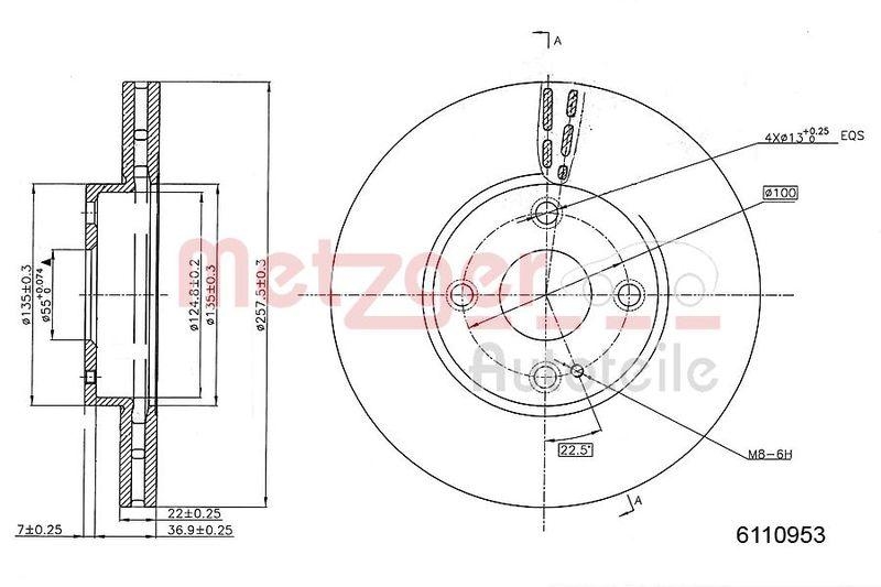 METZGER 6110953 Bremsscheibe Lack/Ks f&uuml;r MAZDA VA links/rechts
