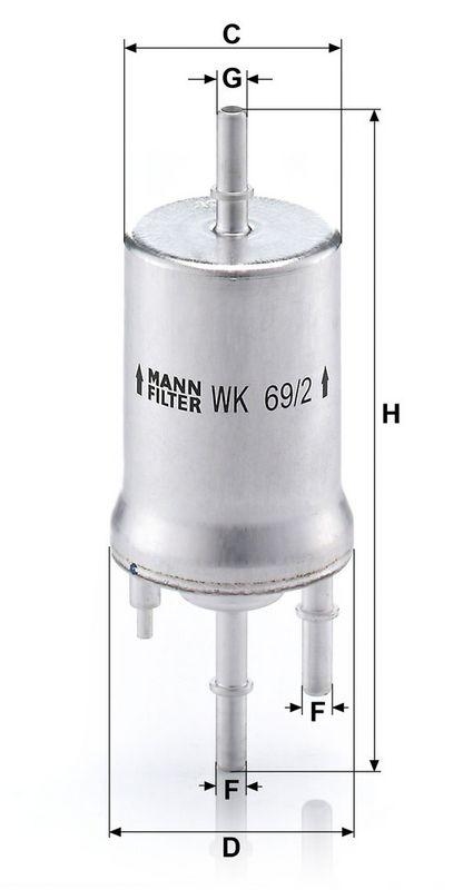 MANN-FILTER WK 69/2 Kraftstoffilter f&uuml;r VW