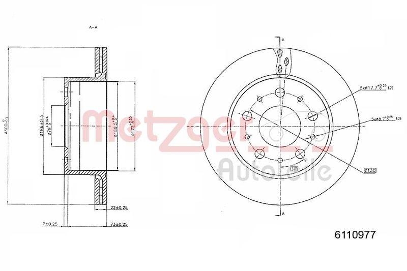 METZGER 6110977 Bremsscheibe Lack/Ks/Hc f&uuml;r CITROEN/FIAT/PEUGEOT HA links/rechts