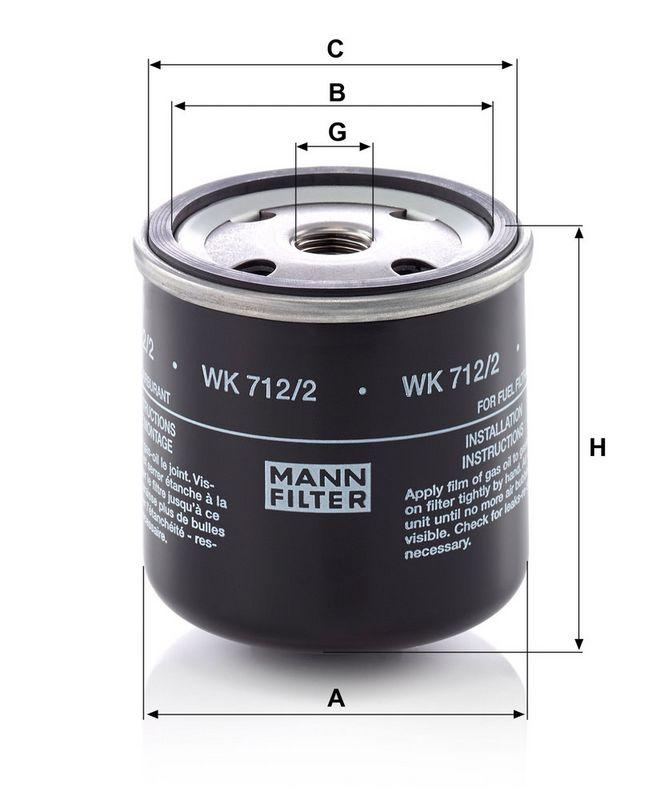 MANN-FILTER WK 712/2 Kraftstoffilter f&uuml;r Deutz/Fahr/KHD