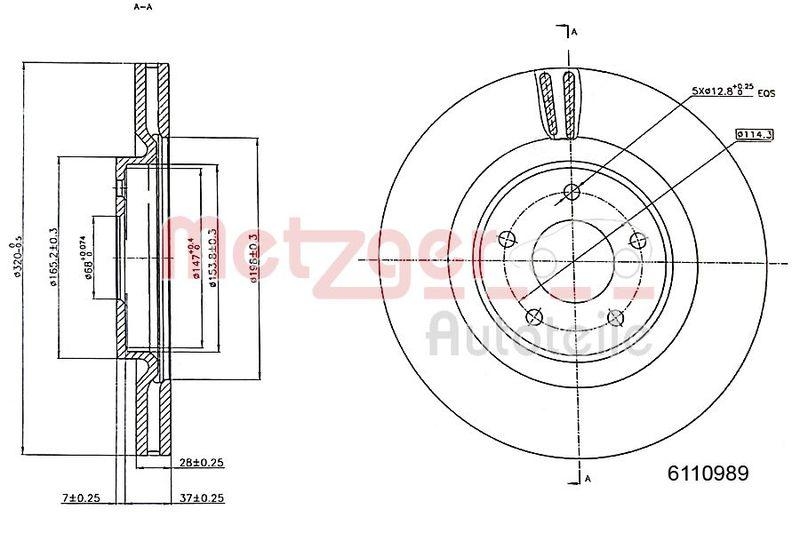 METZGER 6110989 Bremsscheibe Lack/Ks/Hc f&uuml;r NISSAN/RENAULT VA links/rechts