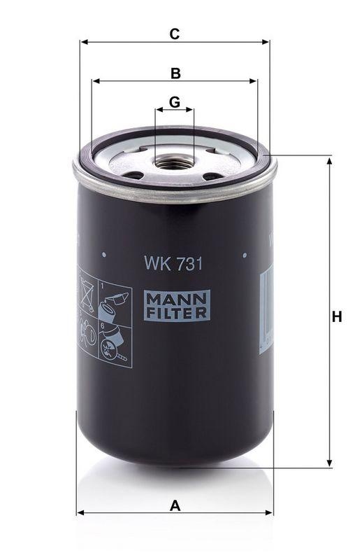MANN-FILTER WK 731 Kraftstoffilter f&uuml;r Deutz/Fahr/KHD