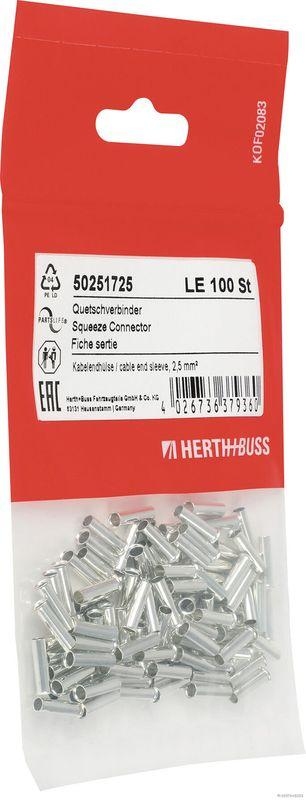 HERTH+BUSS 50251725 Quetschverbinder Kabelendh&uuml;lse, 2,5 mm&sup2;, DIN 46228