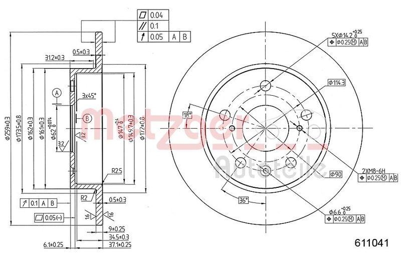 METZGER 6111041 Bremsscheibe Lack/Ks f&uuml;r SUZUKI HA links/rechts
