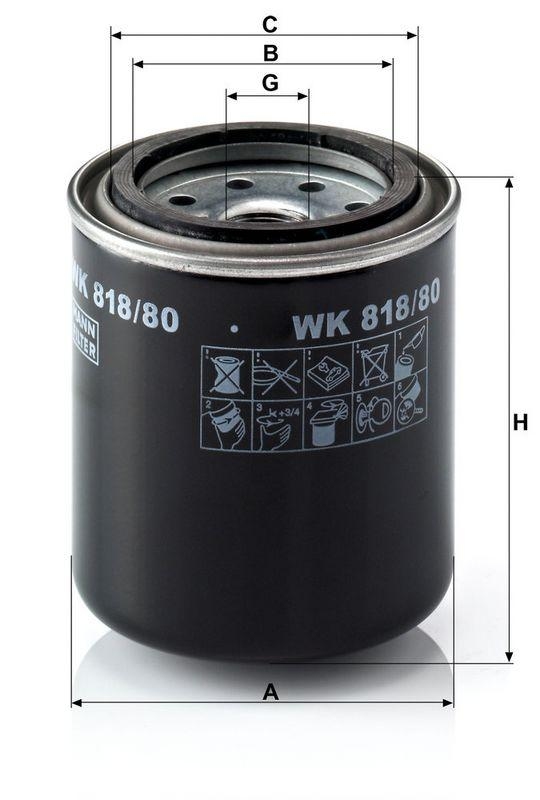 MANN-FILTER WK 818/80 Kraftstoffilter f&uuml;r Mitsubishi
