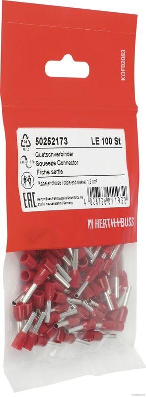 HERTH+BUSS 50252173 Quetschverbinder Kabelendhülse, 1,5 mm², rot