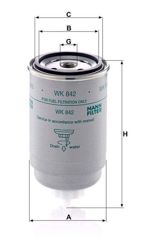 MANN-FILTER WK 842 Kraftstoffilter f&uuml;r Deutz/Fahr/KHD