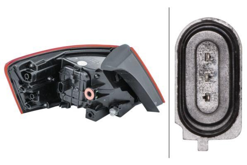 HELLA 2SD 012 833-041 Heckleuchte rechts Halogen AUDI