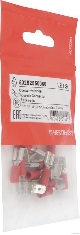 HERTH+BUSS 50252550066 Quetschverbinder 0,5 - 1 mm&sup2;, 6,3 x 0,8 mm, DIN 46245, 10 St&uuml;ck