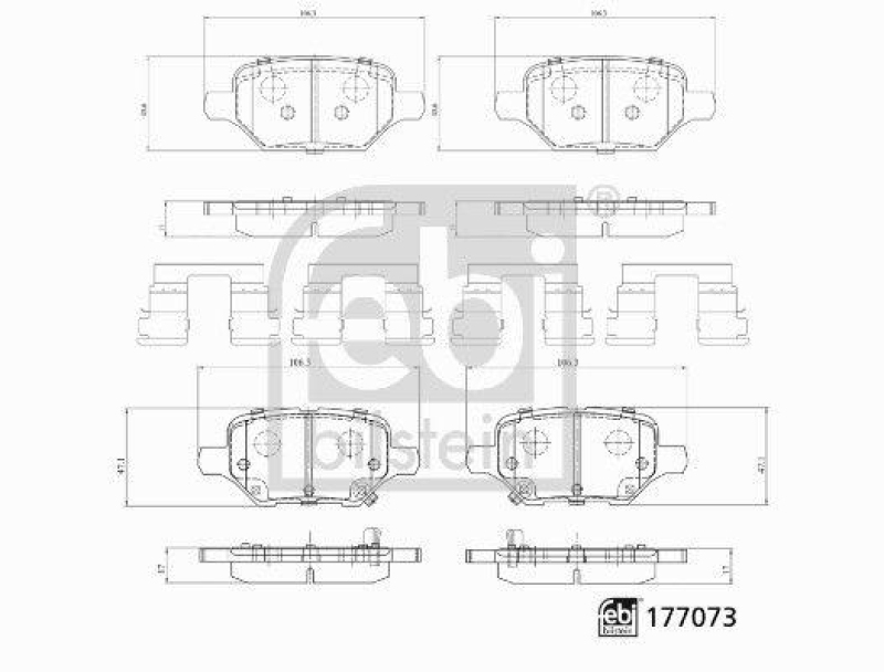 FEBI BILSTEIN 177073 Bremsbelagsatz mit Klammern f&uuml;r Vauxhall