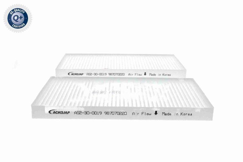 ACKOJA A52-30-0019 Filter, Innenraumluft 216x107x17 mm, Textilrahmen für HYUNDAI