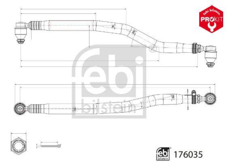 FEBI BILSTEIN 176035 Lenkstange mit Sicherungsmuttern f&uuml;r Mercedes-Benz