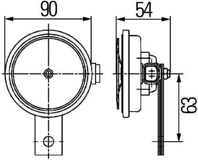 HELLA 3AL 922 200-761 Tellerhorn S90 12V 113 dB(A) 350Hz Tiefton