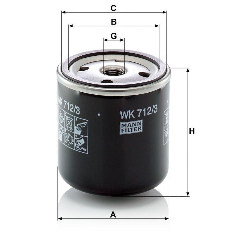 MANN-FILTER WK 712/3 Kraftstoffilter f&uuml;r Deutz/Fahr/KHD