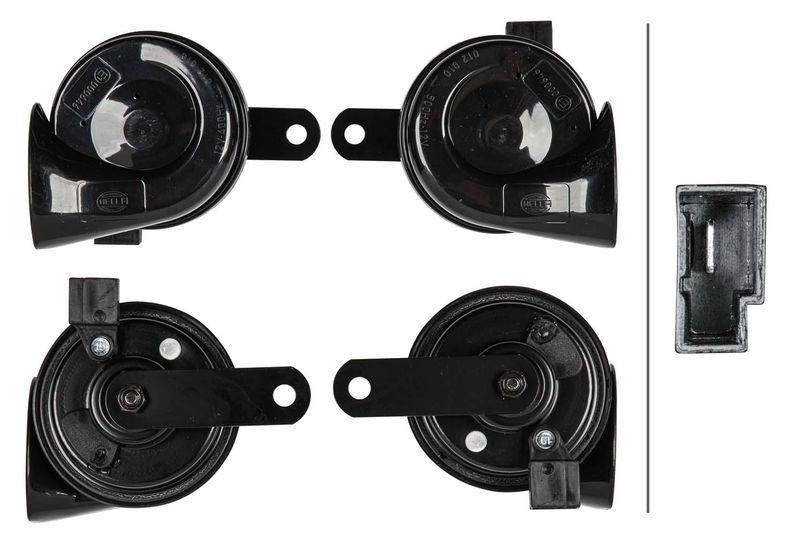 HELLA 3FH 012 010-111 Trompetenhorn TE26Set 12V 110dB A 400/500Hz 2-Klang