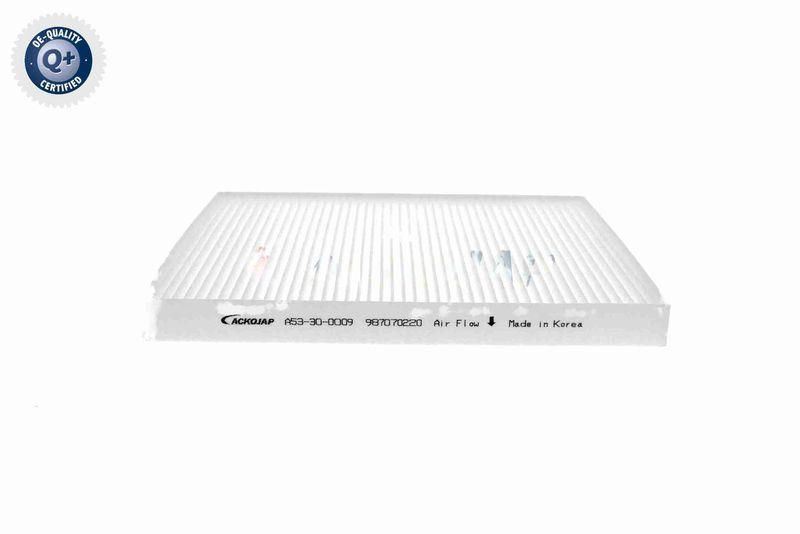 ACKOJA A53-30-0009 Filter, Innenraumluft 230x180x20 mm, Textilrahmen für KIA