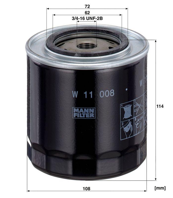 MANN-FILTER W 11 008 &Ouml;lfilter f&uuml;r Case New Holland