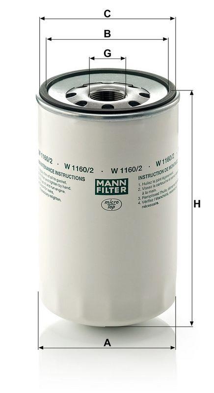 MANN-FILTER W 1160/2 &Ouml;lfilter f&uuml;r Renault Truck-RVI