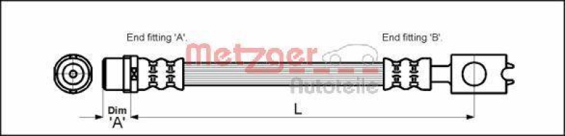METZGER 4116222 Bremsschlauch f&uuml;r AUDI HA links/rechts