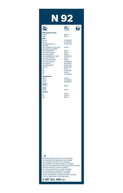 B-Ware BOSCH 3 397 011 426 Wischblatt N92 Twin Scheibenwischer