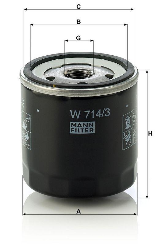 MANN-FILTER W 714/3 &Ouml;lfilter f&uuml;r Fiat Gruppe