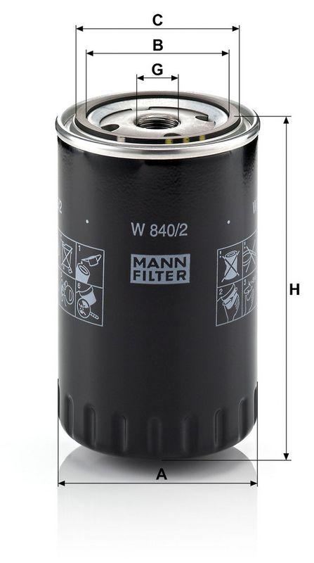 MANN-FILTER W 840/2 &Ouml;lfilter f&uuml;r VW