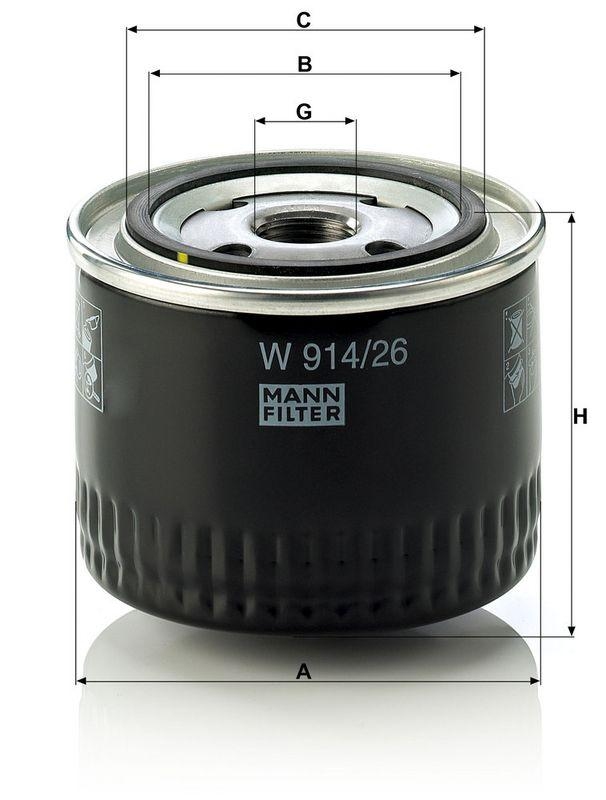 MANN-FILTER W 914/26 &Ouml;lfilter f&uuml;r Rover