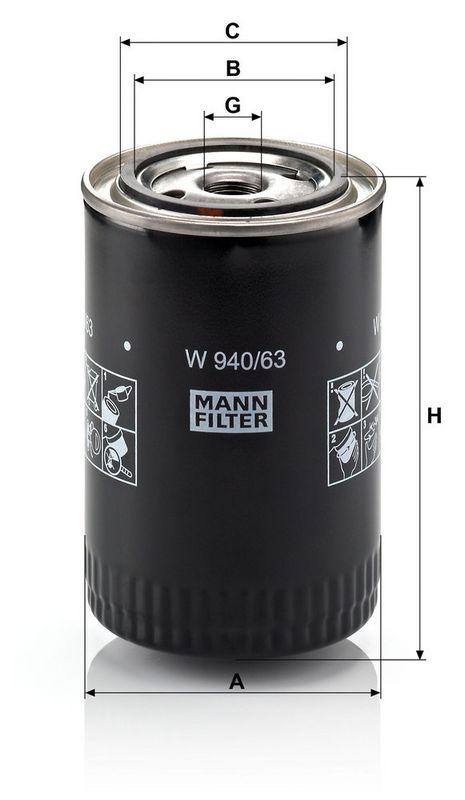 MANN-FILTER W 940/63 &Ouml;lfilter f&uuml;r Case New Holland