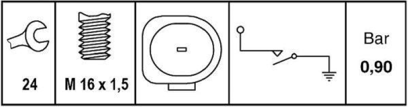 HELLA 6ZL 003 259-721 Öldruckschalter, 0,90 bar für SKODA