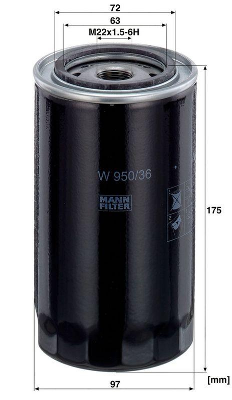 MANN-FILTER W 950/36 &Ouml;lfilter f&uuml;r Iveco Irisbus