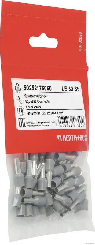 HERTH+BUSS 50252175050 Quetschverbinder Kabelendh&uuml;lse, 4 mm&sup2;, grau