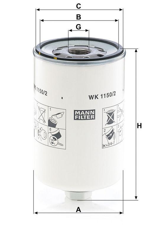 MANN-FILTER WK 1150/2 Kraftstoffilter f&uuml;r Liebherr