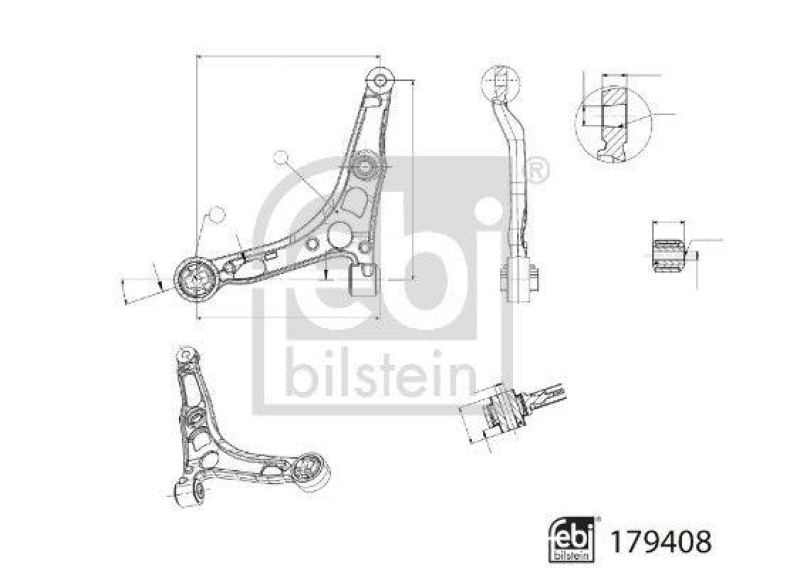 FEBI BILSTEIN 179408 Querlenker mit Gummilagern f&uuml;r CITROEN