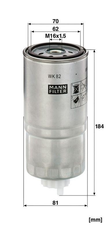 MANN-FILTER WK 82 Kraftstoffilter f&uuml;r Case New Holland