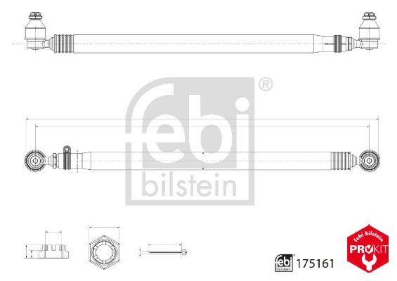FEBI BILSTEIN 175161 Spurstange mit Endst&uuml;cken und Sicherungsmuttern f&uuml;r Mercedes-Benz