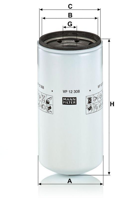 MANN-FILTER WP 12 308 &Ouml;lfilter f&uuml;r Case New Holland