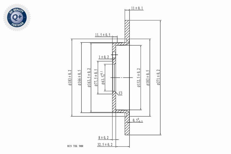 VAICO V25-40212 Bremsscheibe Hinterachse f&uuml;r FORD