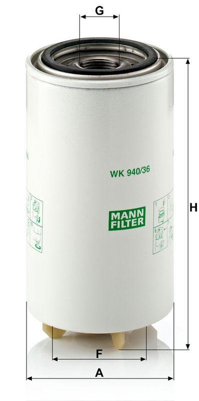 MANN-FILTER WK 940/36 x Kraftstoffilter f&uuml;r Iveco Irisbus
