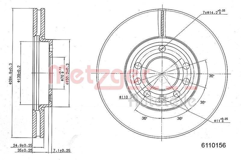 METZGER 6110156 Bremsscheibe Lack/Ks/Hc f&uuml;r OPEL VA